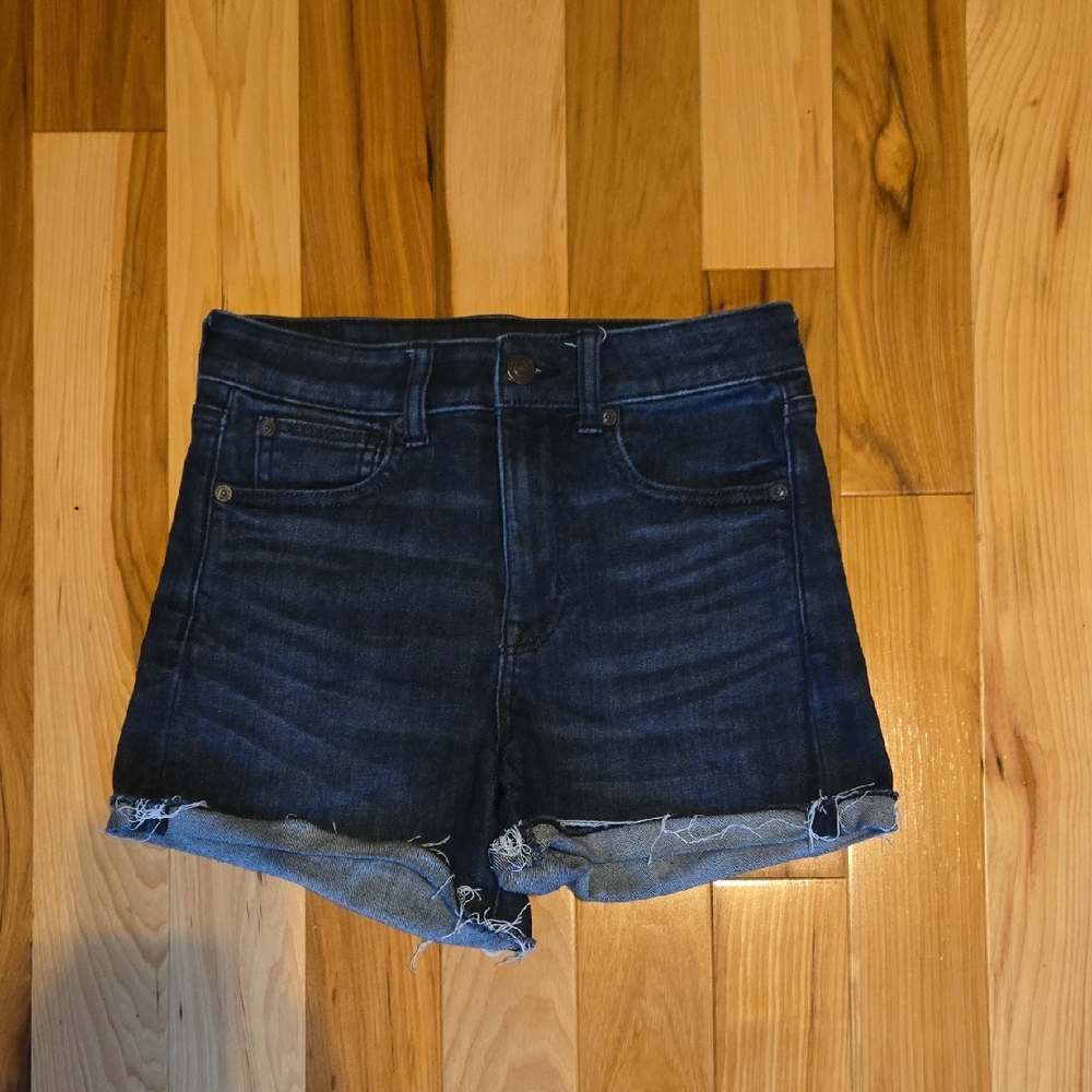 American Eagle Outfitters Blue Jean Shorts with Distressed Hem